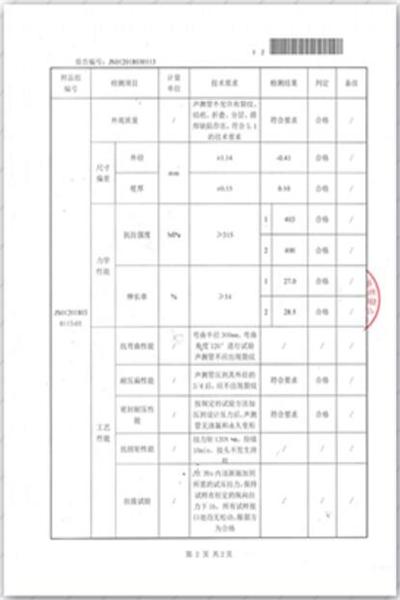 泰安出厂检测报告